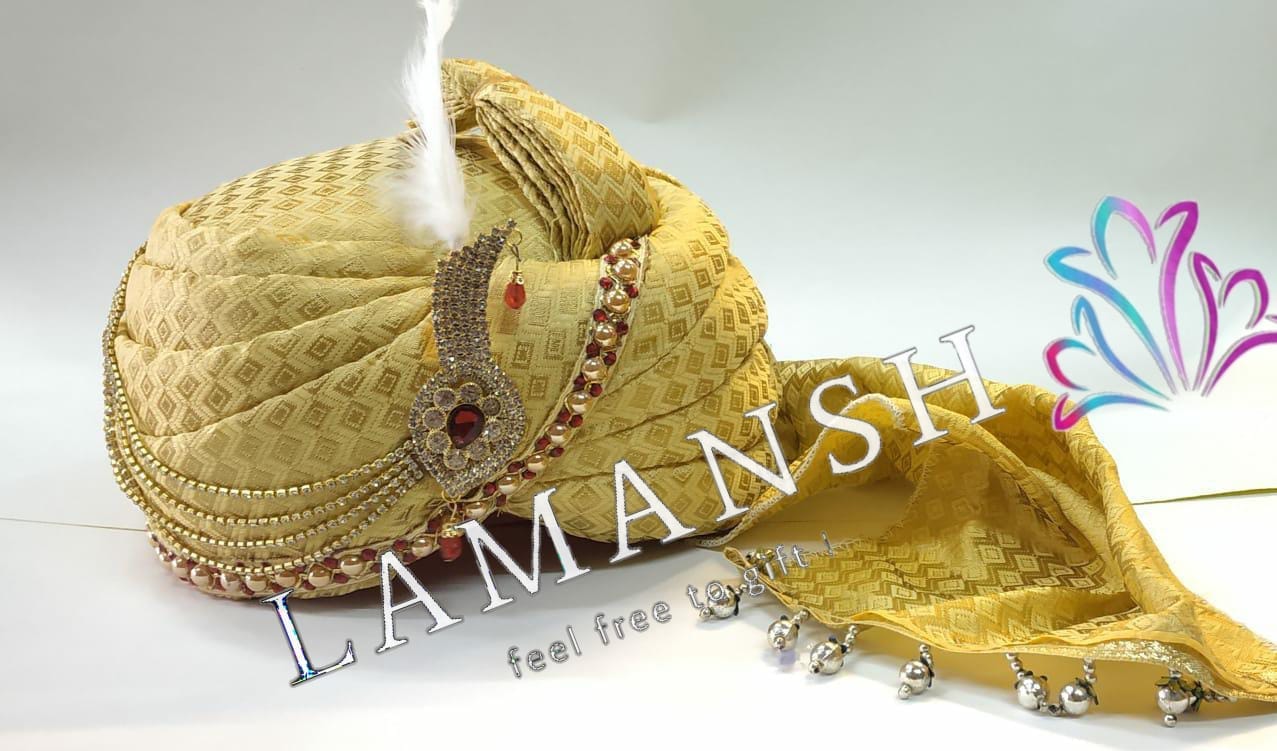 LAMANSH Pack of Designer Groom Readymade Safa Pagdi For wedding Wedding  Turban with Brooch