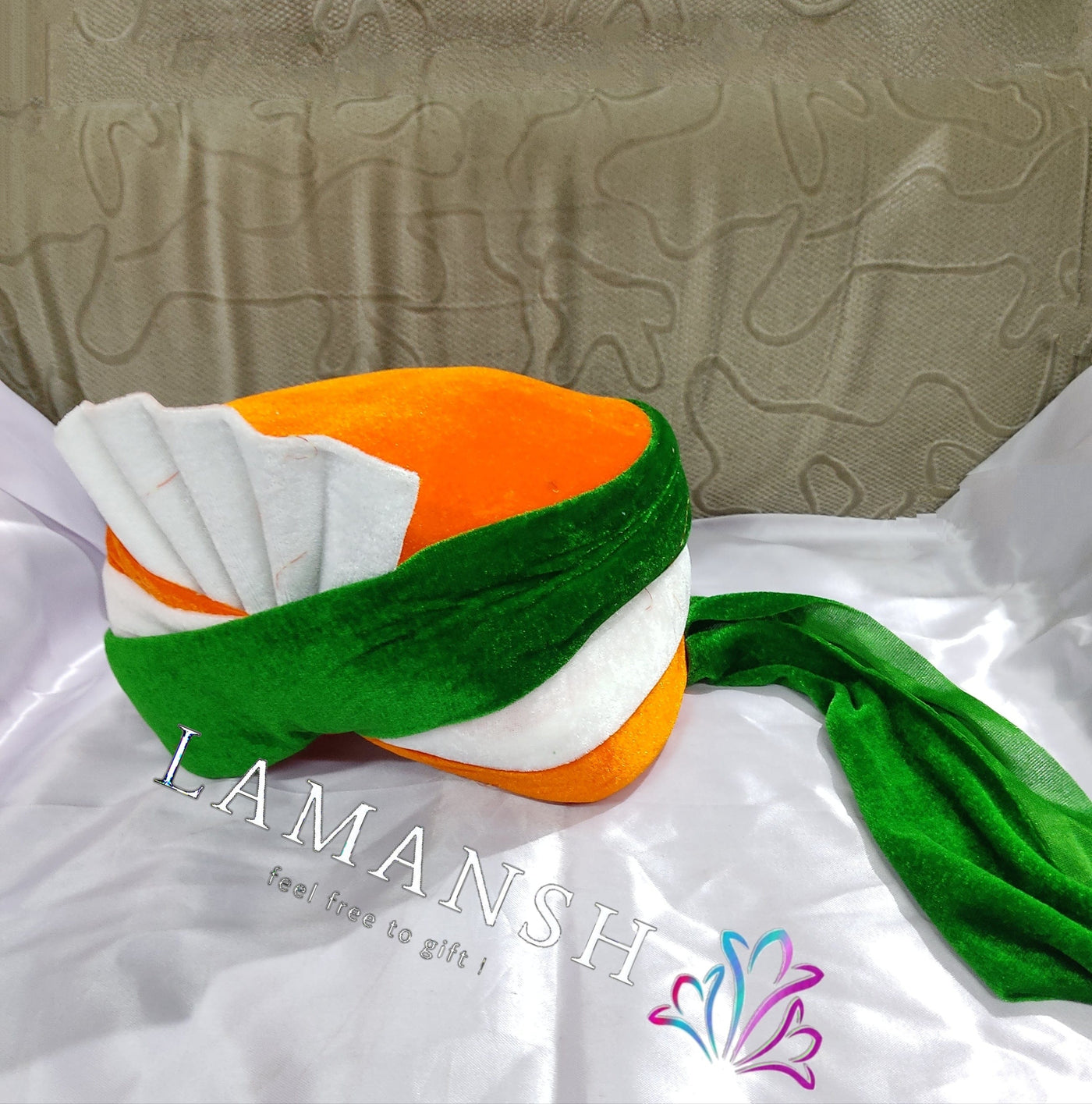 LAMANSH safa pagdi Pack of 10 LAMANSH Pack of 10 Tiranga 🇮🇳 Readymade Safa Pagdi Turban for Guests Welcome in Republic Day / Independence Day Event