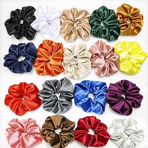 LAMANSH® Pack of 12 Silk Satin Scrunchies ❤️💜 for Women Girls Hair  Hand bands bow Scrunchie