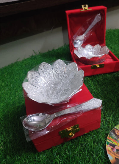 Lamansh silver bowl sets ( BULK ) LAMANSH® Silver Plated Metal Bowl set for Gifting 🎁 | German Silver Bowl set in velvet box for Wedding favours