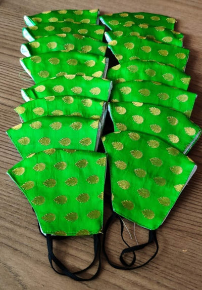 LAMANSH Wedding Mask Green / Fabric / Standard LAMANSH® Pack of 20 Green Printed Face Masks for Guests / Cloth Reusable Mask for Adult / Wedding Favors for Bridesmaid