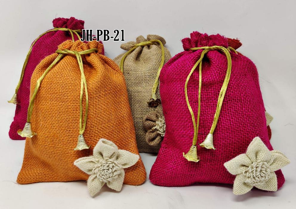 LAMANSH® (8*7 inch) Quality Jute Floral 🌺 Potli Bags Pouch Best for Wedding ,Party Supply Gift Bags