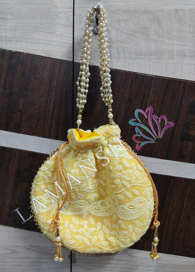 LAMANSH ® Women's Potli Bag LAMANSH Pack of 5 Potli bags for Giveaways for women handbags traditional Indian Wristlet with Drawstring Ethnic Embroidery Women Fashion Potli