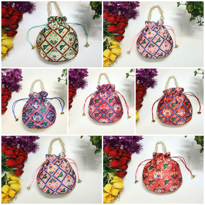LAMANSH ® Women's Potli Bag Pack of 20 LAMANSH® (Pack of 20 Pcs) Potli bags for women handbags traditional Indian Wristlet with Gota Work