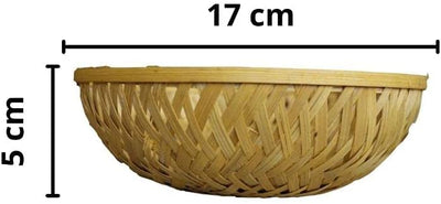 LAMANSH wooden Colour / Bamboo / 50 LAMANSH® (Pack of 50) 7 inch Diameter Handmade Small Bamboo Basket for Wedding and Daily Use Purpose