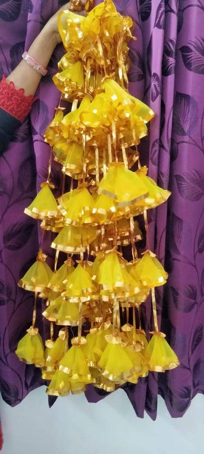 Lamansh Yellow / Net / 10 LAMANSH® (Pack of 10) 4 ft Net Decorative Hanging for Wedding Backdrops/Haldi & Wedding Event Decoration