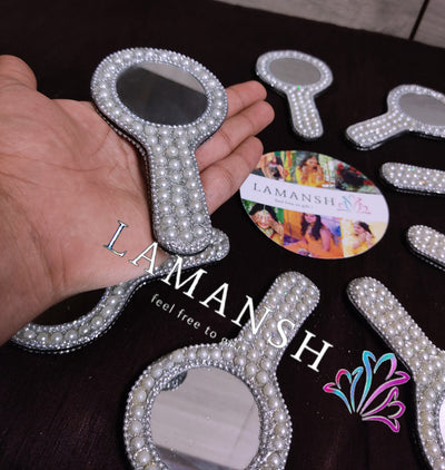 Minimum Order Quantity : 10 Hand Mirrors for gifting Lac work Silver Hand Mirrors for Return Gifts 🎁 & Wedding Favors