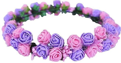 New Jaipur Handicraft Flower Tiara Pink Purple / Engagement LAMANSH® Elegant Head Tiara for Women & Girls 🌺 / Haldi Set