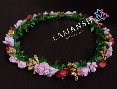 New Jaipur Handicraft Flower Tiara 😇 Pink Red / Engagement / Birthday LAMANSH® Hair Accessories Floral Bridal Tiara Crown Wedding Elegant / Flower Tiara set