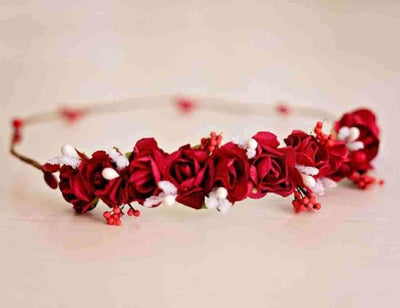 New Jaipur Handicraft Flower Tiara 😇 Red-White / Engagement / Birthday LAMANSH® Princess Bridal Floral Tiara  / Tiara For Baby, Women & Girls 🌺 / Birthday Tiara