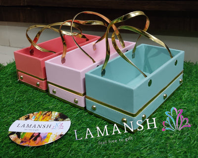New Jaipur Handicraft Gift Baskets 💛 Assorted colors / 60 Pack of 60 Leatherette Gift 🎁 Hamper Baskets at 180 Rs each,  For Gifting 🎁 & Giveaways (Size - 20*10*8 cm) Trending hampers for making Diwali & Wedding Return Gifts