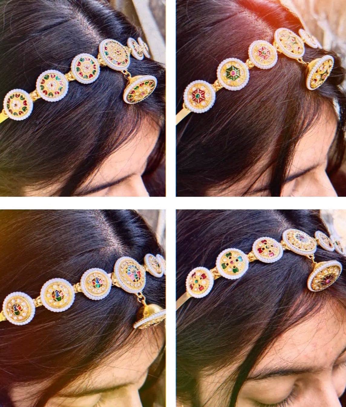 100 Rs each on buying 25+ pcs / WhatsApp at 8619550223 to order 🔥 Borla hairbands Trending 🔥 Borla Hairbands for bridesmaids giveaways in haldi Mehendi weddings / Kundan sheeshpatti Borla hair bands Mathapatti's