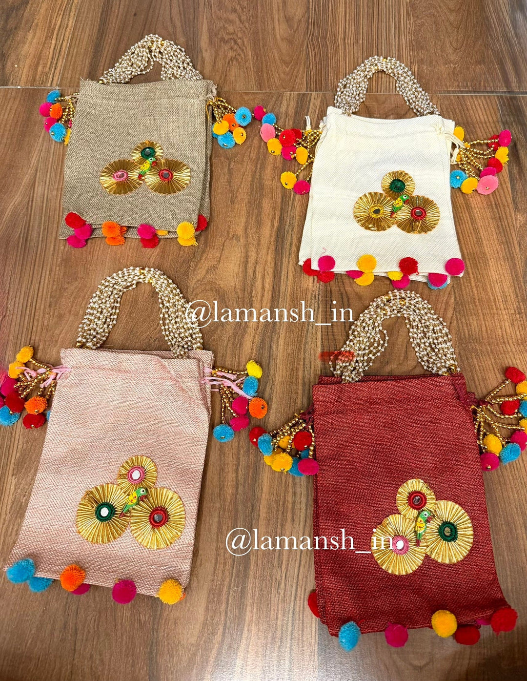 LAMANSH (Pack of 6) 7*9 inch Potli Bag Work Wedding potli  display picture 1