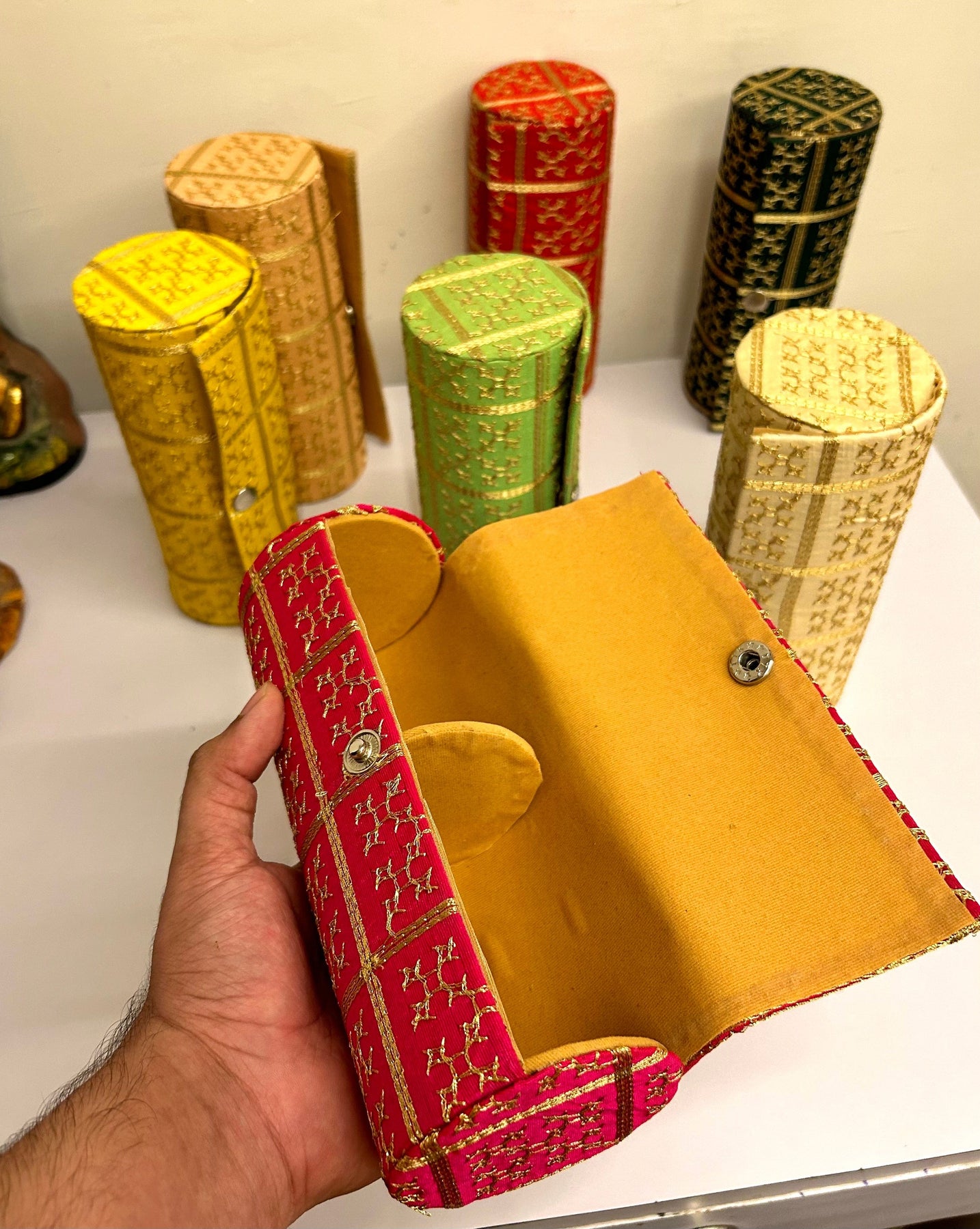 Gold embroidered 8 inch size Chudi Bangles Box | Bangle holder | Bangl ...