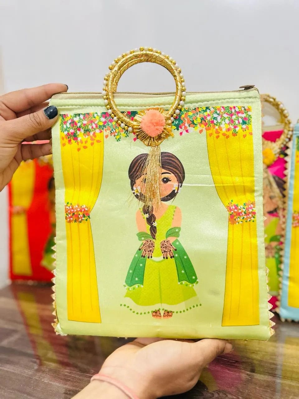 Mehendi ceremony design hand bags for haldi mehendi sangeet wedding re ...