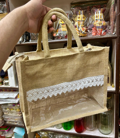 100 Rs each on buying 50 pcs / WhatsApp at 8619550223 to order 🏷️ jute gift bags LAMANSH Transparent Fancy Jute bags for wedding return gifts 🎁 | 10*12*4 inch size (video attached)