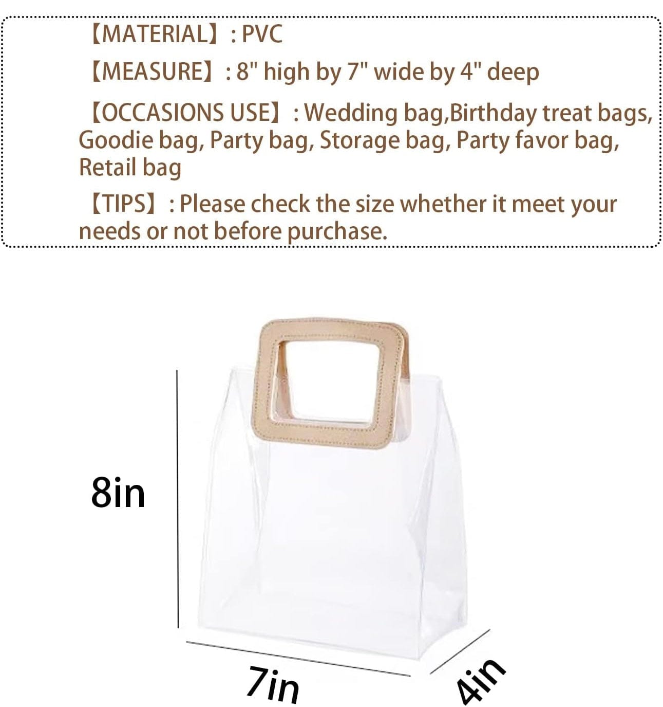 PVC Transparent Gifts bags with leather handle (Available in 4 sizes ...