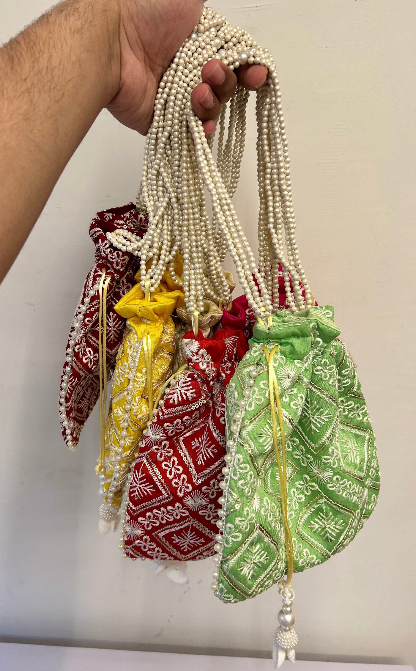 100 Rs each on buying 🏷50+ qty | Call 📞 at 8619550223 Women's Potli Bag Designer Embroidered potli bags for wedding favours 🎁 and giveaways to bridesmaids in haldi Mehendi ceremony