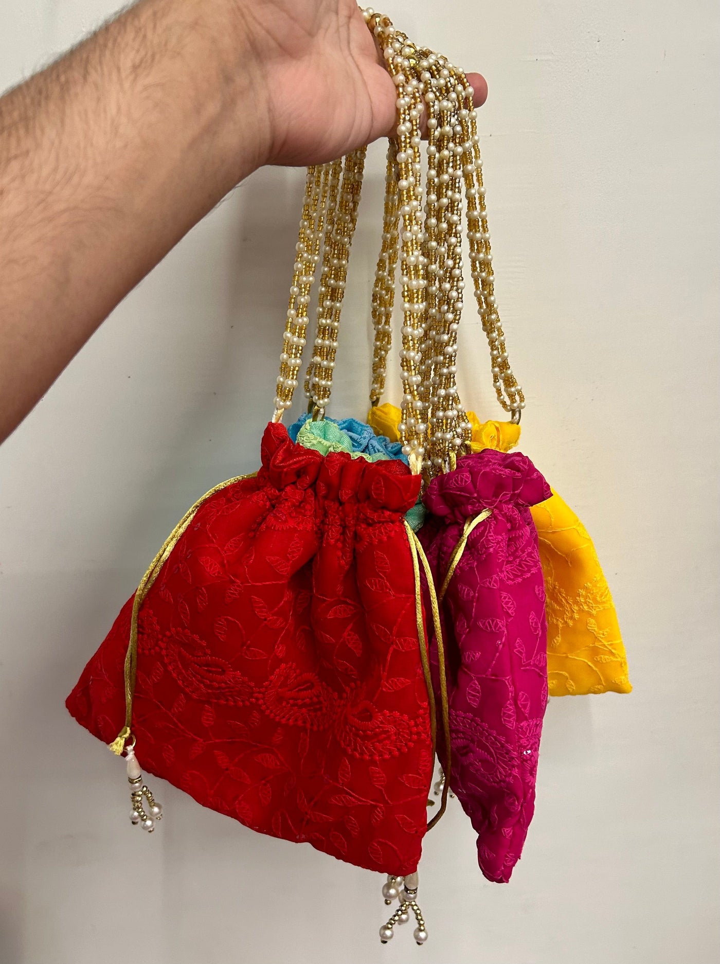 100 Rs each on buying 🏷 50+ qty | Call 📞 at 8619550223 Women's Potli Bag LAMANSH (Size - 8*8 inch) Chikankari Potli bags for women / lucknavi potli bags for favours in haldi Mehendi ceremony