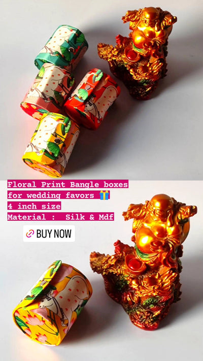 100 Rs each on buying 🏷in bulk 50+ qty | Call 📞 at 8619550223 Bangles Box LAMANSH® 4 inch Pichwai cow fabric Bangle boxes for haldi mehendi favors | Return gifts for bridesmaids