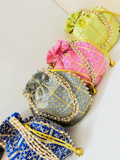 100 Rs each on buying 🏷in bulk | Call 📞 at 8619550223 Women's Potli Bag LAMANSH® (9*9 inch) Embroidered Potli bags for Bridesmaids Giveaways in Haldi Mehendi Sangeet ceremony🎁