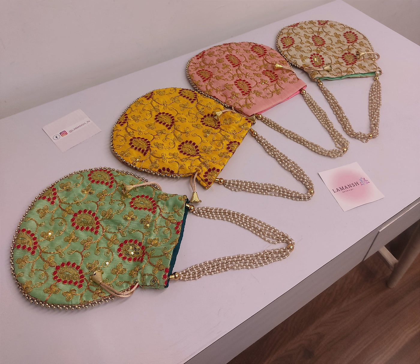 100 Rs each on buying 🏷in bulk | Call 📞 at 8619550223 Women's Potli Bag LAMANSH® Embroidered Potli Bags for Return Gifting 🎁 & Wedding Favors