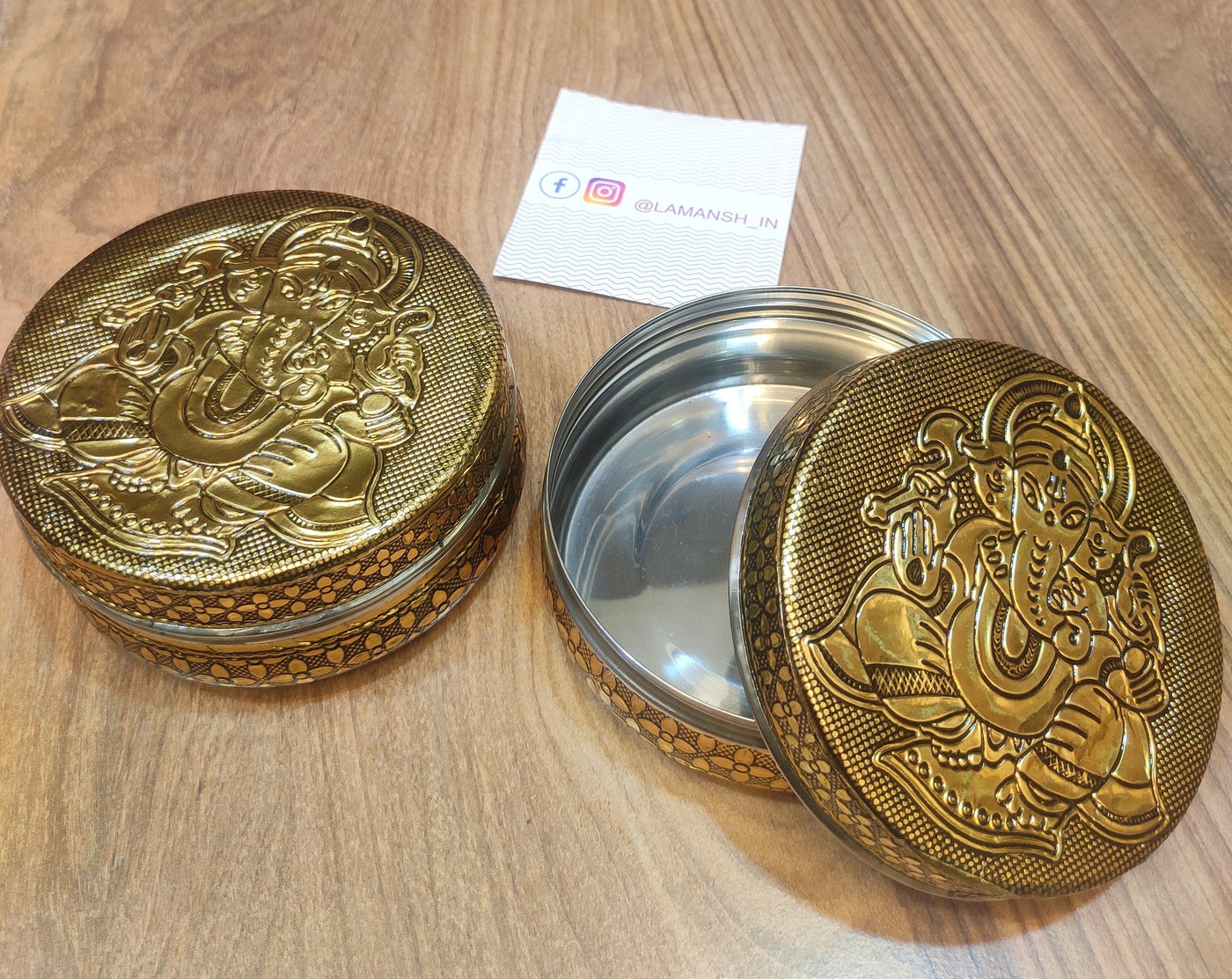 100 Rs each on Purchasing in bulk 📱at 8619550223 steel gift box PREORDER 🏷 - LAMANSH® Ganpati 🕉Meenakari work steel gift 🎁 boxes for Ganesh Chaturthi & Diwali
