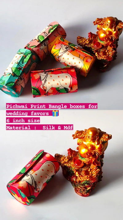 105 Rs each on buying 🏷in bulk 50+ qty | Call 📞 at 8619550223 Bangles Box LAMANSH® 6 inch Pichwai cow fabric designer Bangle boxes for haldi & mehendi favors | Return gifts for bridesmaids 🎁