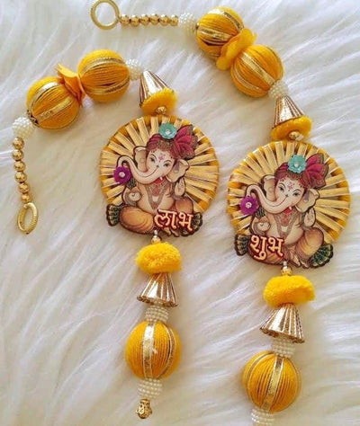 110 rs pair on buying 25+ pairs / WhatsApp at 8619550223 to order 🔥 shubh labh Decorative ganeshji shubh labh hanging for festival decoration and return gifting 🎁