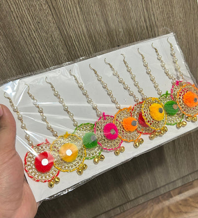 12 Rs each on buying 150+ pcs / WhatsApp at 8619550223 Floral 🌺 Giveaways LAMANSH® Floral Pom pom Maangtika's for haldi mehendi favors giveaways for bridesmaids