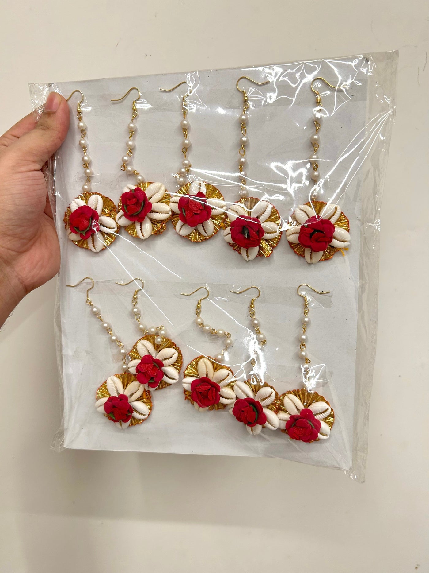 12 Rs each on buying 150+ pcs / WhatsApp at 8619550223 Floral 🌺 Giveaways LAMANSH Shells Floral Maangtika's for haldi mehendi favors giveaways for bridesmaids (Pack of 10)