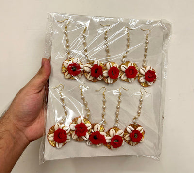 12 Rs each on buying 150+ pcs / WhatsApp at 8619550223 Floral 🌺 Giveaways LAMANSH Shells Floral Maangtika's for haldi mehendi favors giveaways for bridesmaids (Pack of 10)