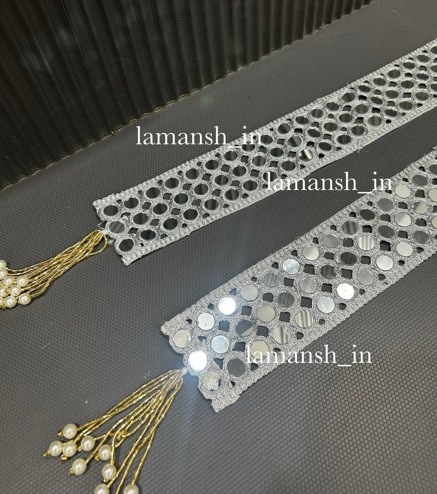 120 Rs each on buying 35+ pcs / WhatsApp at 8619550223 to order 🔥 Barati Swagat mala 1 LAMANSH Mirror work fabric Guests Welcome Barati Swagat Mala / Dupatta / Stole / Patka's For Weddings