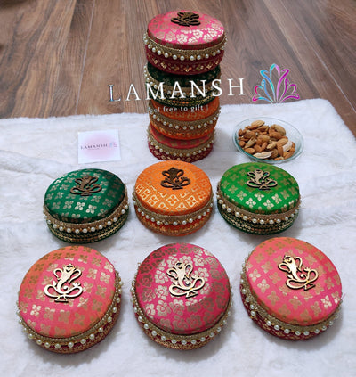 120 Rs each on Purchasing in bulk 📱at 8619550223 steel gift box LAMANSH® (5 inch ) Stainless Steel Designer Ladoo Box for Return Gifting 🎁 | Gift Boxes with Ganeshji mdf cutout for Wedding Pooja Return Gifting & Favours