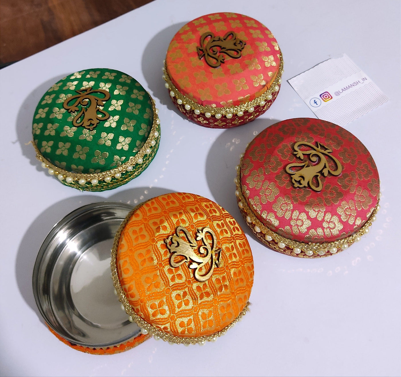 LAMANSH® (4 inch diameter) Golden Floral Stainless Meenakari Ladoo Bha –  Lamansh