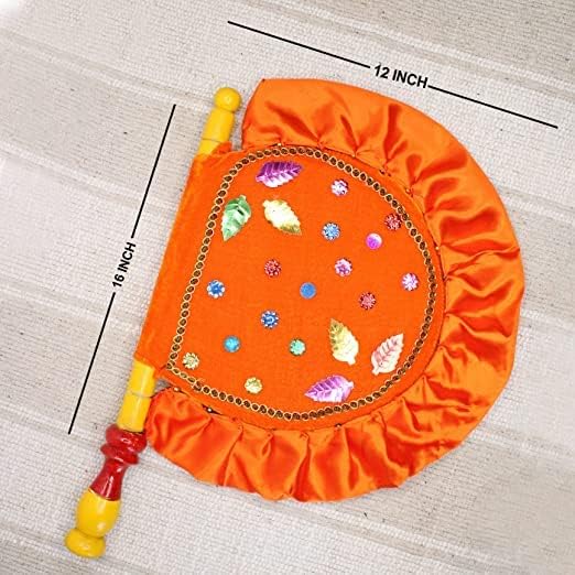 125 Rs each on buying 50+ pcs / WhatsApp at 8619550223 Decorative Velvet Cloth Hand Made Beautiful &Traditional Yellow Color Hand Fan with Wooden Handle Work for Cool Air Home Decor & Travel use / Ideal for wedding and event decoration