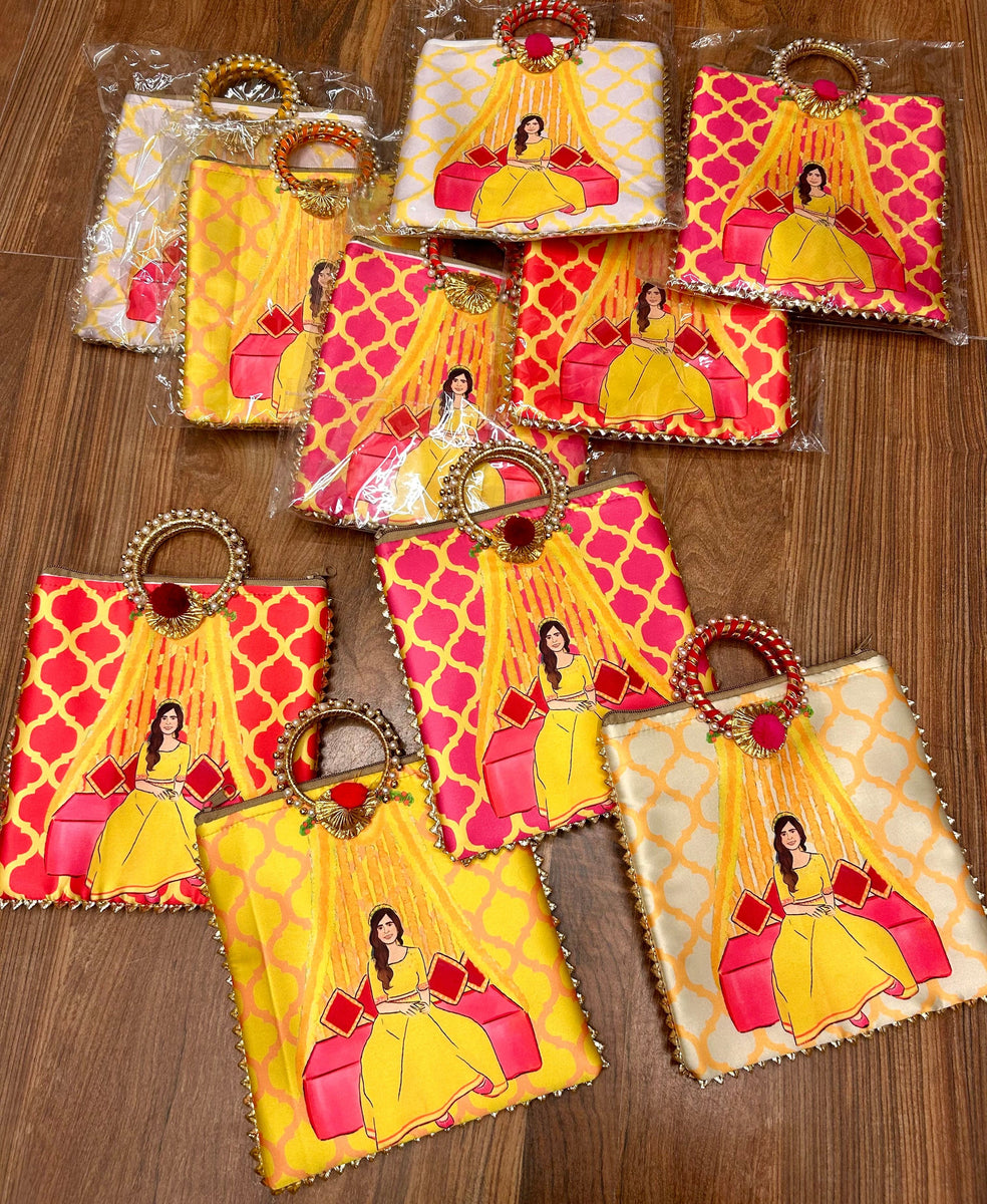 125 Rs each on buying 🏷in bulk | Call 📞 at 8619550223 gift hand bag LAMANSH New print Bridal Haldi ceremony design hand bags for haldi mehendi sangeet wedding return gifts 🎁 / Pooja or festival ceremony favours