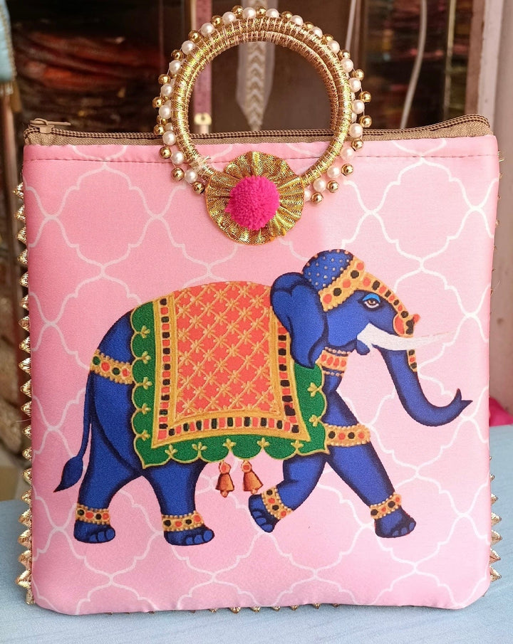 LAMANSH New print Rajasthani Traditional Elephant design hand bags for haldi mehendi sangeet wedding return gifts 🎁 Pooja or festival ceremony