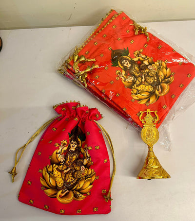 140 RS COMBO ON BUYING 25+ COMBO'S / WHATSAPP AT 8619550223 TO ORDER 🔥 bells for couple welcome Combo of kuber yantra bell 🕉️ with potli bags / Return gifts Favour ideas for pooja, Diwali and Ganesh Chaturthi