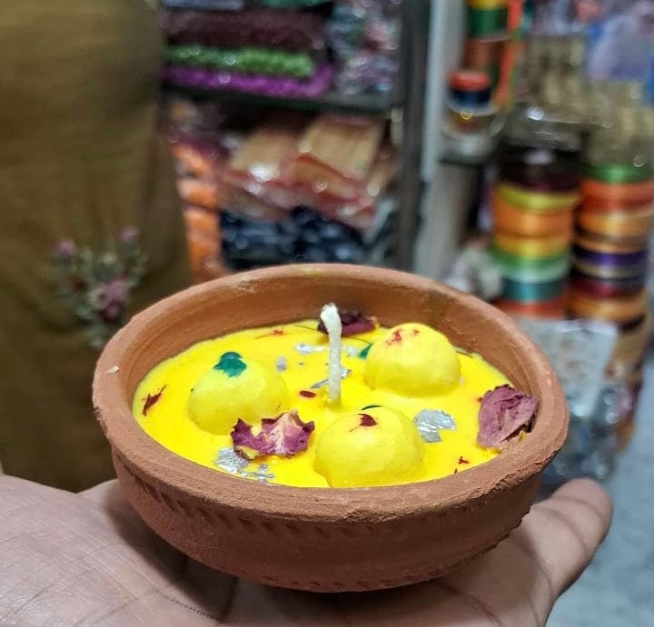 140 Rs each on buying 25+ pcs / WhatsApp at 8619550223 to order Diwali gift combo Rasmalai Wax candle 🕯️for Navratri Diwali Festival Return gifts 🎁