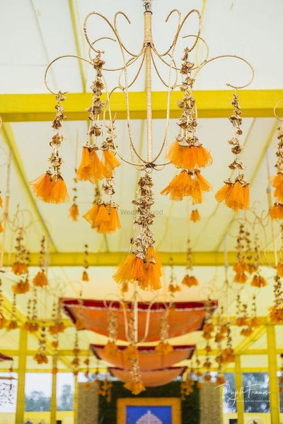 15 Rs per hanging on buying 🏷in bulk backdrop LAMANSH® 2.5 ft (Set of 10 hangings) Gold Gota Net Hangings for Wedding ,Haldi & Wedding Event Decoration backdrop