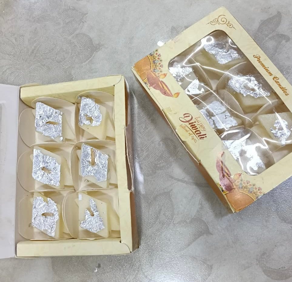 150 Rs box on buying 25+ boxes / WhatsApp at 8619550223 to order 🔥 Diwali gift combo Kaju Katli Wax candles 🕯️for Diwali Festival Return gifts 🎁 (set of 6)