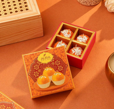 150 Rs box on buying 25+ boxes / WhatsApp at 8619550223 to order 🔥 Diwali gift combo Motichoor ladoo Wax candles🕯️for Diwali Festival Return gifts 🎁 (Set of 4, video attached)