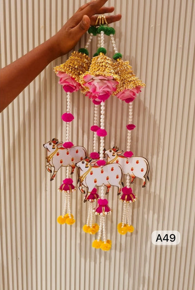 150 Rs each hanging on buying 25 hangings / WhatsApp at 8619550223 to order lotus hanging Decorative Pichwai Rose Gota flowers Hangings for Diwali , Navratri , Festival Decor & Return Gifts 🎁