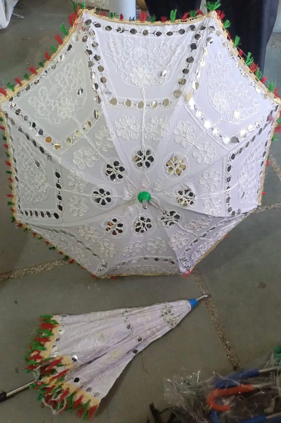 150 Rs each on buying 50+ pcs / WhatsApp at 8619550223 decor umbrella LAMANSH® White 🤍 Elephant Embroidered Wedding decoration Umbrellas for ceiling & backdrops / Rajasthani umbrella's 🌂 for Indian wedding