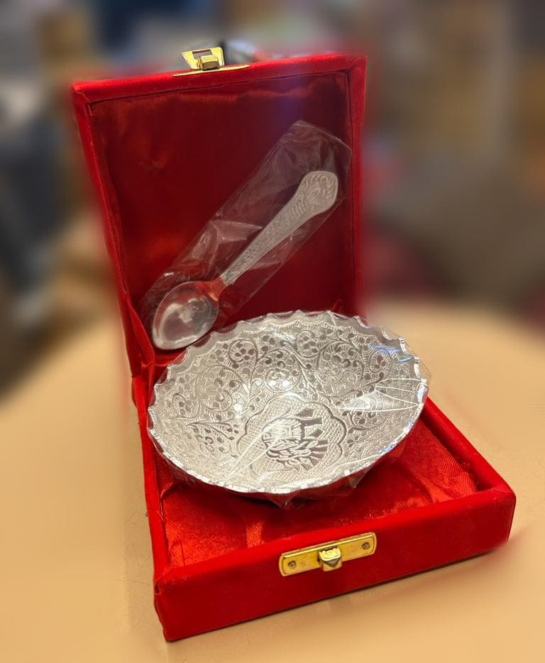 LAMANSH Customized German Silver plated Bowl and spoon set for wedding  return gifts 🎁