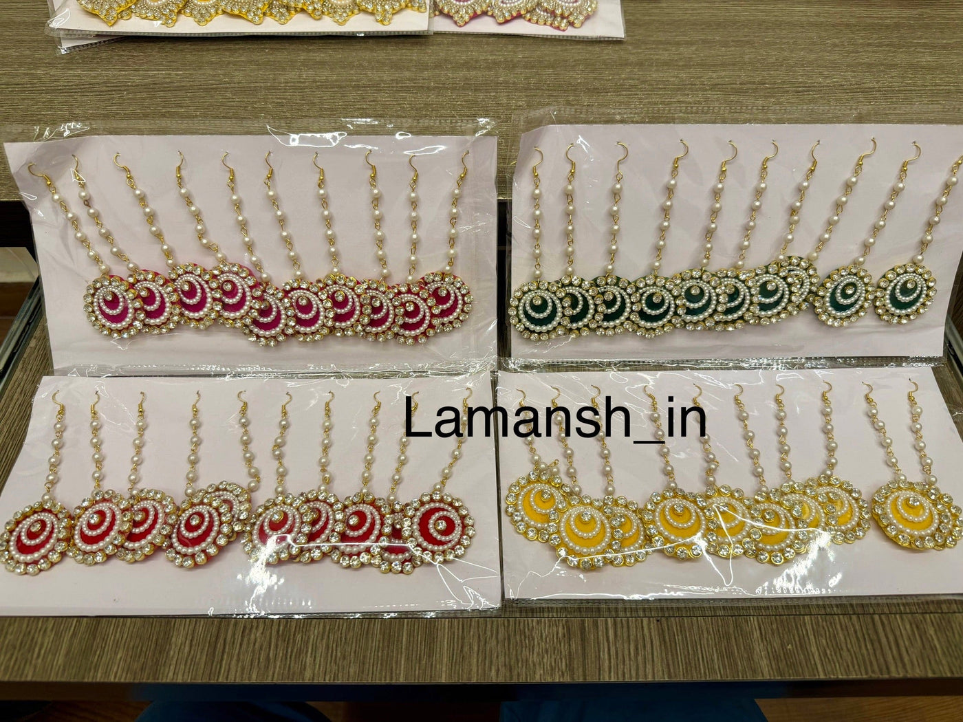 150 rs set on buying 15+ sets / WhatsApp at 8619550223 to order Floral 🌺 Giveaways LAMANSH Kundan stone Maangtika's for haldi mehendi favors giveaways for bridesmaids