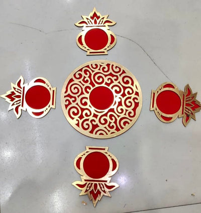 180 Rs each set on buying 15 sets / WhatsApp at 8619550223 to order 🔥 rangoli MDF Wooden Kalash Rangoli Set with Tealights, Diwali Festival Decorative Reusable Rangoli, Home Decor Items for Diwali, Navratri, Ganesh Chaturthi 🙏, Corporate/Return Gift Item