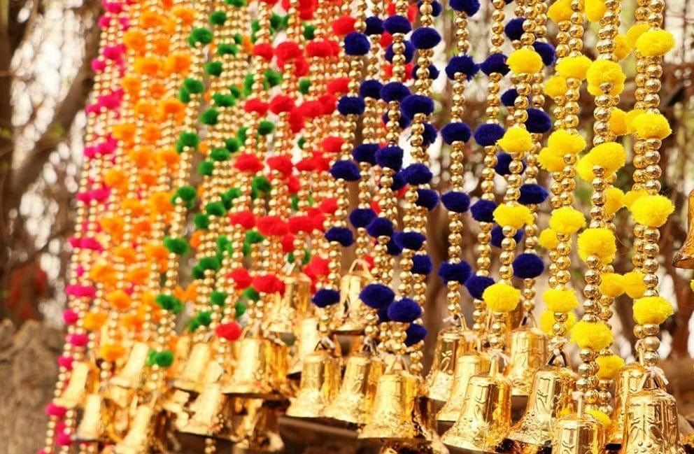 20 RS EACH HANGING ON BUYING 200+ HANGINGS / WHATSAPP AT 8619550223 TO ORDER 🛒 pom pom hangings LAMANSH Pack of 50 Pom pom hangings with bells 🔔 for haldi mehendi wedding decoration