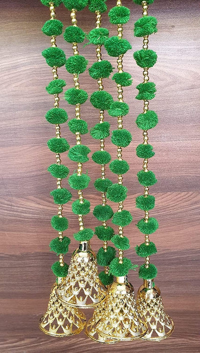 20 RS EACH HANGING ON BUYING 200+ HANGINGS / WHATSAPP AT 8619550223 TO ORDER 🛒 pom pom hangings LAMANSH Pack of 50 Pom pom hangings with bells 🔔 for haldi mehendi wedding decoration